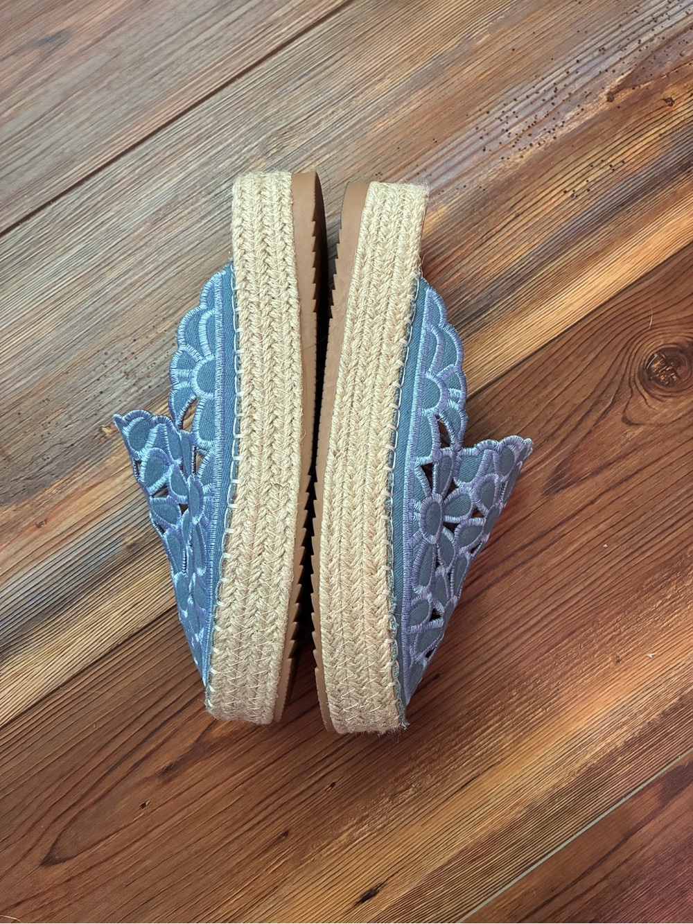 Blue Floral Cutout Espadrille Mules - Picture 5 of 6